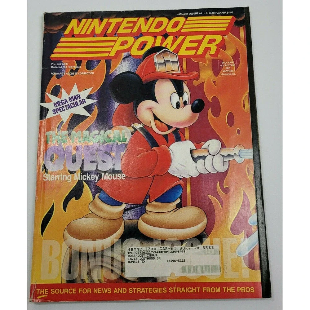 NINTENDO POWER VOLUME 44 MICKEY + REN & STIMPY SHOW POSTER CARDS SNES NES